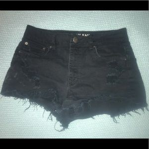 American Eagle black denim shorts